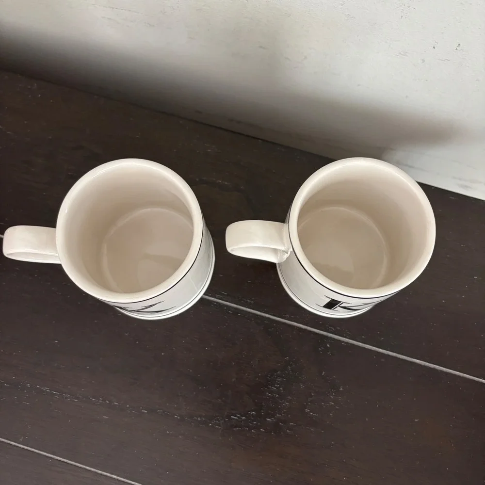 Sur la Table Handcrafted Stoneware Initial K Monogram Bistro Mugs | Set of 2